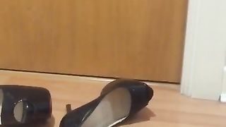 Caught mom fucking so I put on her panties and squirted on them while Iistening