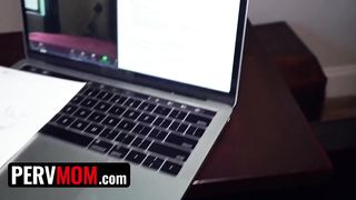 Gorgeous Busty Milf Jerk Off Stepson's Big Boner To Help Him Focus On His Studies