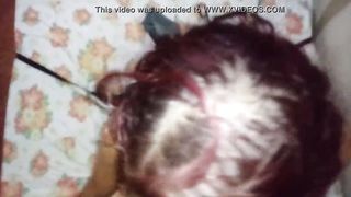 Tied up and blindfolded sucking thick cock