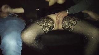 Slut wife masturbated at the cinema in public by two strangers in front of her cuckold husband