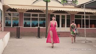 My sex red dress is perfect to flashing in public