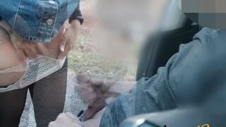 I meet the colleague with the big cock to get fucked outside the car before returning to the cuckold