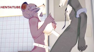 Beastars Furry Yiff Hentai - Legosi x Juno Jerk off, Boobjob and Anal with cum in her Tits and Ass
