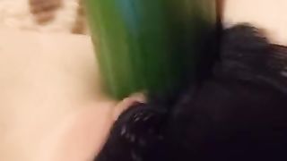Fucking myself with a Huge Cucumber Til I Squirt
