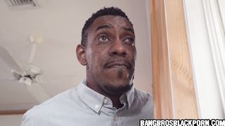 Black stepdaughter catches her stepfather jerking off wathing her - ebony porn