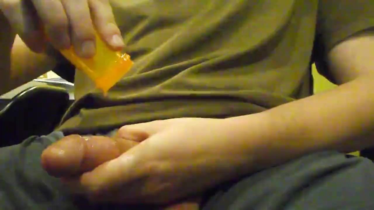 Jerking off with warm oil and a huge orgasm