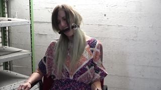 Blonde haired teen grabbed on her way to a costume party and bound , gagged