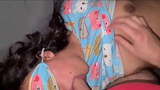 fucking the tight ass of my cute stepsister while she is in bed