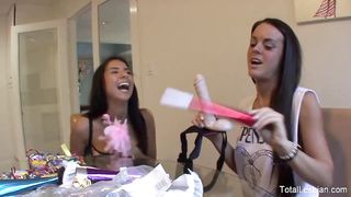 Hot Brunette Lesbian Threesome