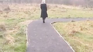 BBW Pantyhose Housewife Gets Followed While Out For A Walk In the