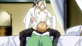 Pink hentai pussy takes hard stick in