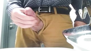 Little cock daddy wank at work with big cum spurt 2