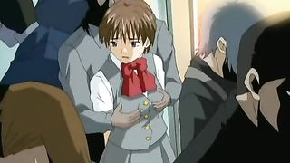 Hentai - Schoolgirls get m. on a train by a chikan