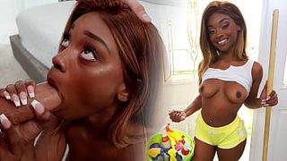 Hot black maid accepts to take off her clothes to work naked - ebony porn