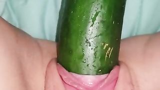 Close up Teen Fucks herself with a Cucumber