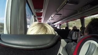 The Naked Blonde Masturbates in a Public Bus.