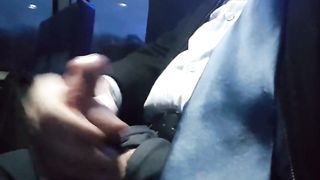 Jerking off on the bus. Big cum shot. Suit