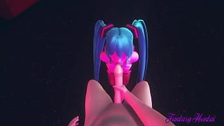 Vocaloid Hentai 3D - POV Miku Blowjob in a Striptease Club