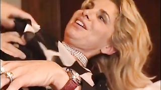 Waiter fucking an elegant hot woman in sexy lingerie