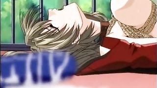 Bondage hentai gets squeezed her tits and dildoed wetpussy