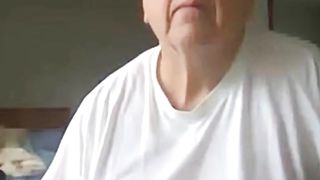 old man jerking his big dick