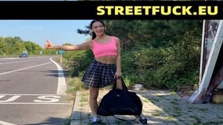 Streetfuck - Hitchhiking Babe Fucks Driving Married Man