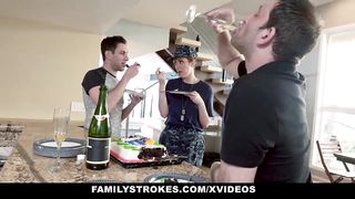 FamilyStrokes - Redhead Military Wife Gets Rammed by Stepson