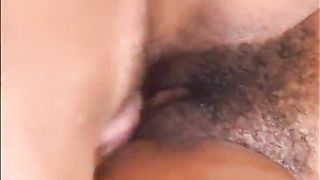 White dude bangs a cute ebony nurse in sexy white lingerie