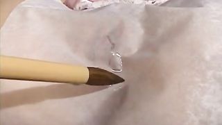 Kasumi Uehara has lace lingerie cut over twat