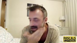 Kinky bdsm whore gagging on toy