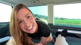 Streetfuck - Cum In Mouth In a Car And Make Her Boyfriend Jealous