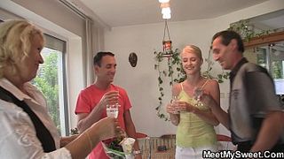 Old couple fuck teen while he s.