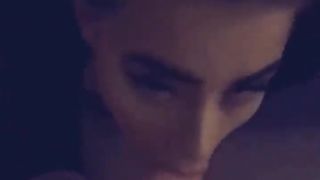 Amelia Skye fucks doggystyle and gives very sloppy deepthroat to big cock on sofa while parents are in bed