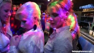 DRUNKSEXORGY - Bi club chicks having public sex orgy - video 1