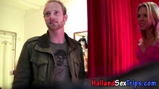 Real whore massaged rubs cock