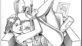 Hot MILF Lesbian bondage sex art