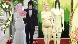 La Boda de Sakura Parte 4 Naruto Hentai Esposa Obediente y Domesticada Preñada de sus se Casa al frente de su Marido Cornudo y Triste Netorare