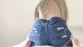 HUMPING HER PILLOW IN JEAN SHORTS