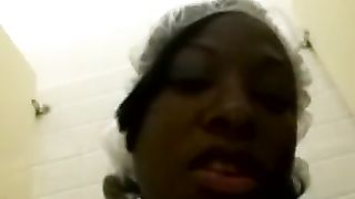 Ebony Girl Sneaking off at Work Playing with her Pussy for me