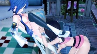 Aqua rubs Kiari's pussy before they take turns eating pussy - Kingdom Hearts Lesbian Hentai.