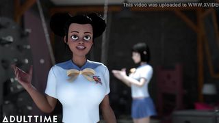 ADULT TIME - Big Titty BFFs Practice Scissoring Together At Hentai Sex University