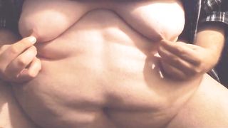 FAT Belly & Boobs - Moobs Play.  Saggy Fatty Tits