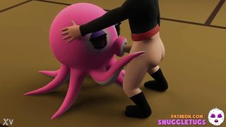 Ninja and OctoGirl Octopus Japanese 3D Hentai t. Cartoon blowjob
