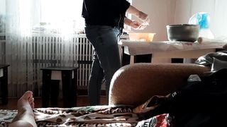 My girlfriend eats my pussy while my stepmom cooks dinner - Lesbian Illusion Girls