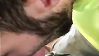 Hungry builder sucking dick