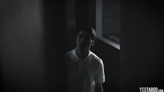 Horny blonde stepsister tricks her bro into taboo sex