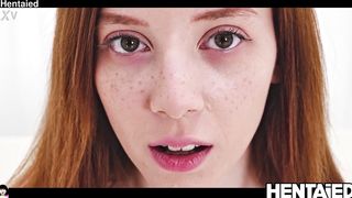 REAL LIFE HENTAI - Sweet petite Red head deep vagina & Bukkake - Lottie Magne