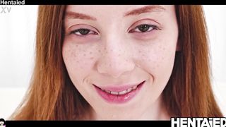 REAL LIFE HENTAI - Sweet petite Red head deep vagina & Bukkake - Lottie Magne