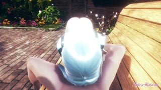 Genshin Impact Hentai 3D - POV Eula handjob, blowjob and cowgirl