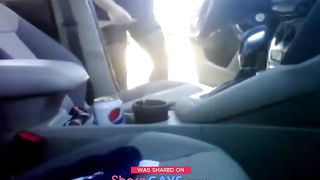 Bear in thigh high nylons jerking off in the car at the park